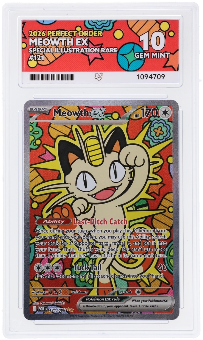 GRADED Meowth ex 121 ACE 10