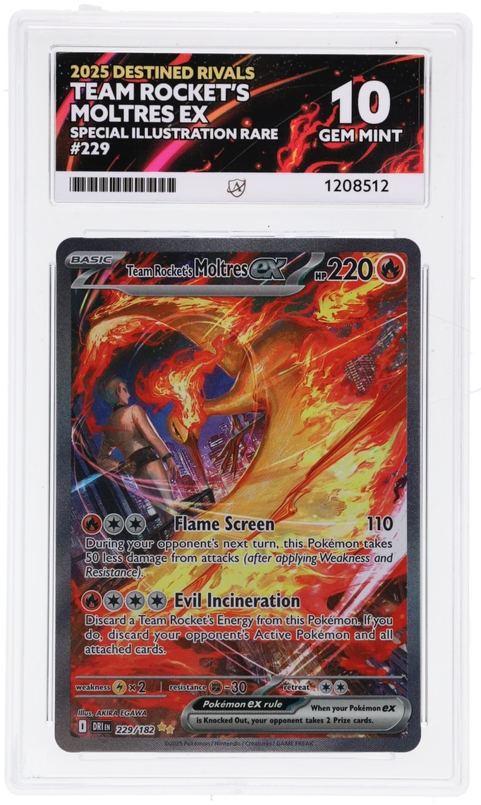 GRADED Team Rocket's Moltres ex 229 ACE 10