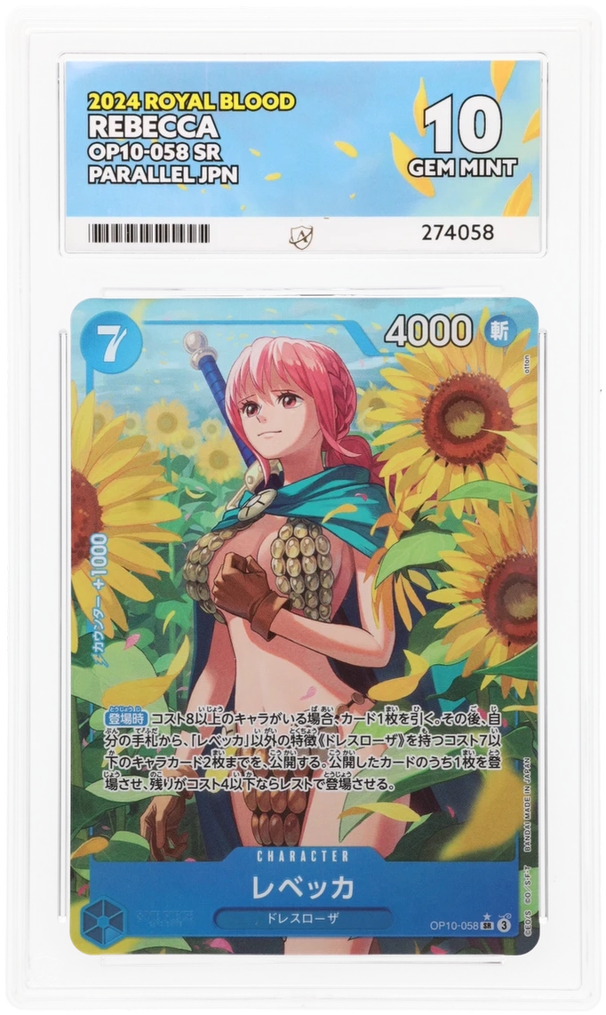 GRADED "Rebecca — Royal Blood OP10-058 — ACE 10 GEM MINT"