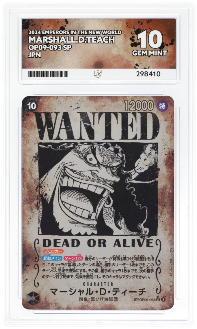 Marshall.D.Teach OP09-093 Wanted Poster Japanese - ACE 10 - PERFECT SUB GRADES - LOW POP