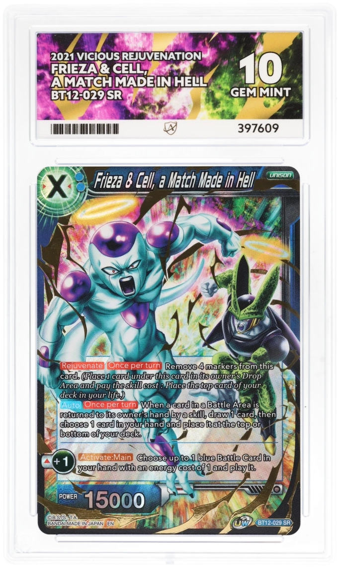 GRADED "Frieza & Cell, a Match Made in Hell — Vicious Rejuvenation BT12-029 — ACE 10 GEM MINT"