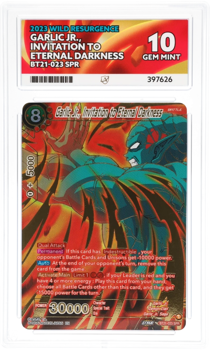 GRADED "Garlic Jr., Invitation to Eternal Darkness — WILD RESURGENCE BT21-023 — ACE 10 GEM MINT"