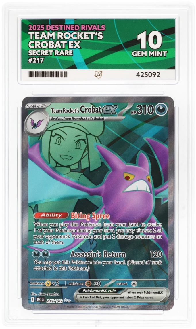 Team Rocket's Crobat EX 217/182 ACE 10 PERFECT SUB GRADES