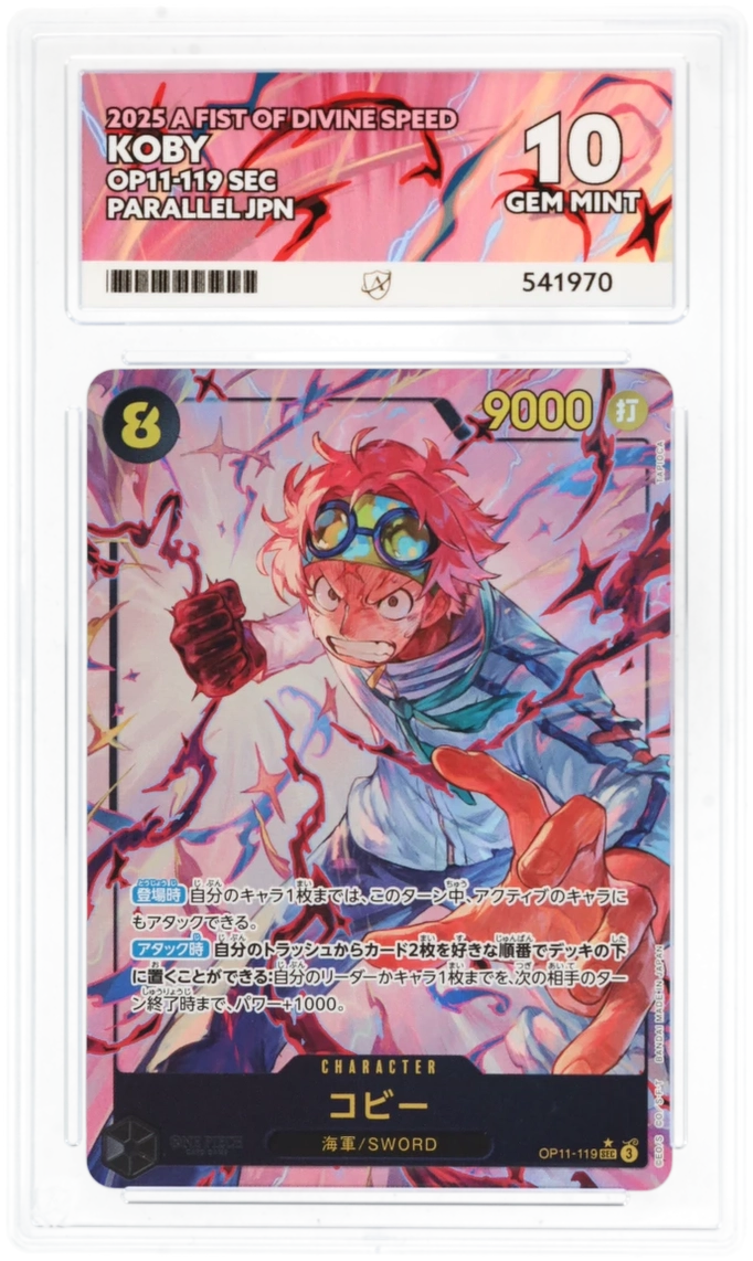 GRADED "Koby — A Fist Of Divine Speed OP11-119 — ACE 10 GEM MINT"