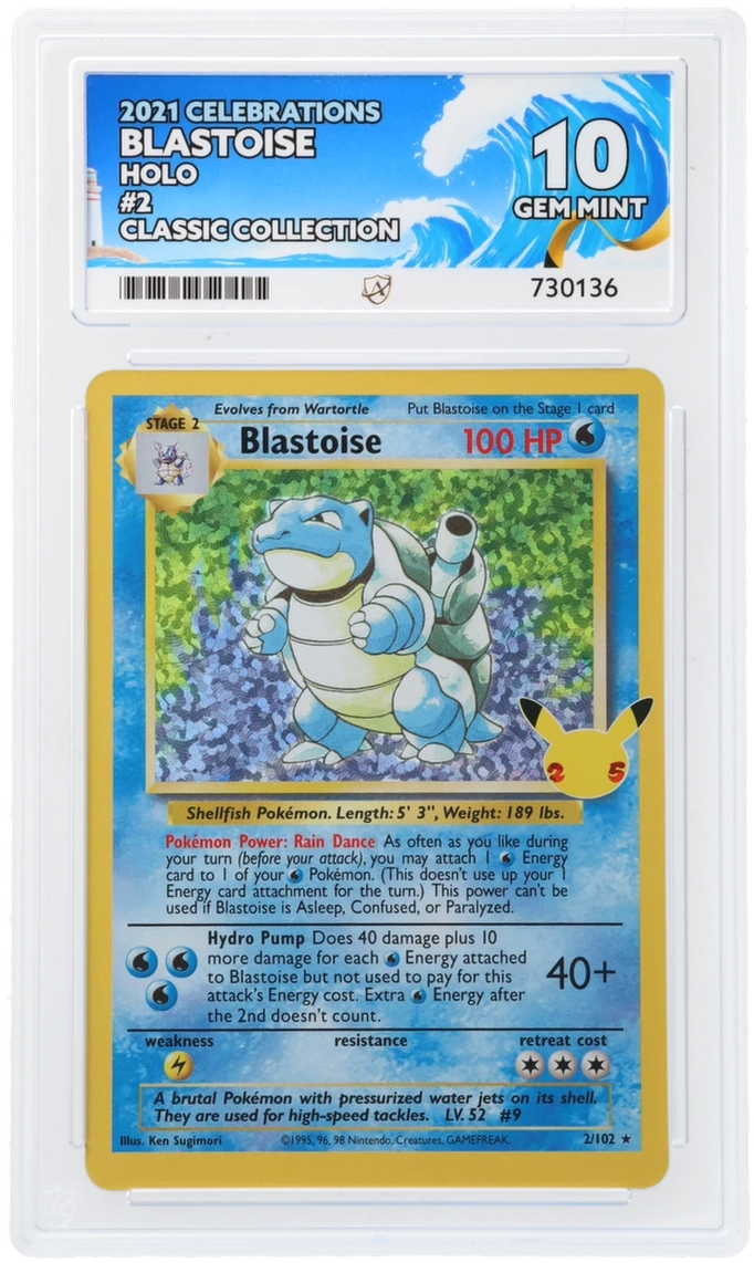 Blastoise 2/102 Celebrations ACE 10 PERFECT SUB GRADES