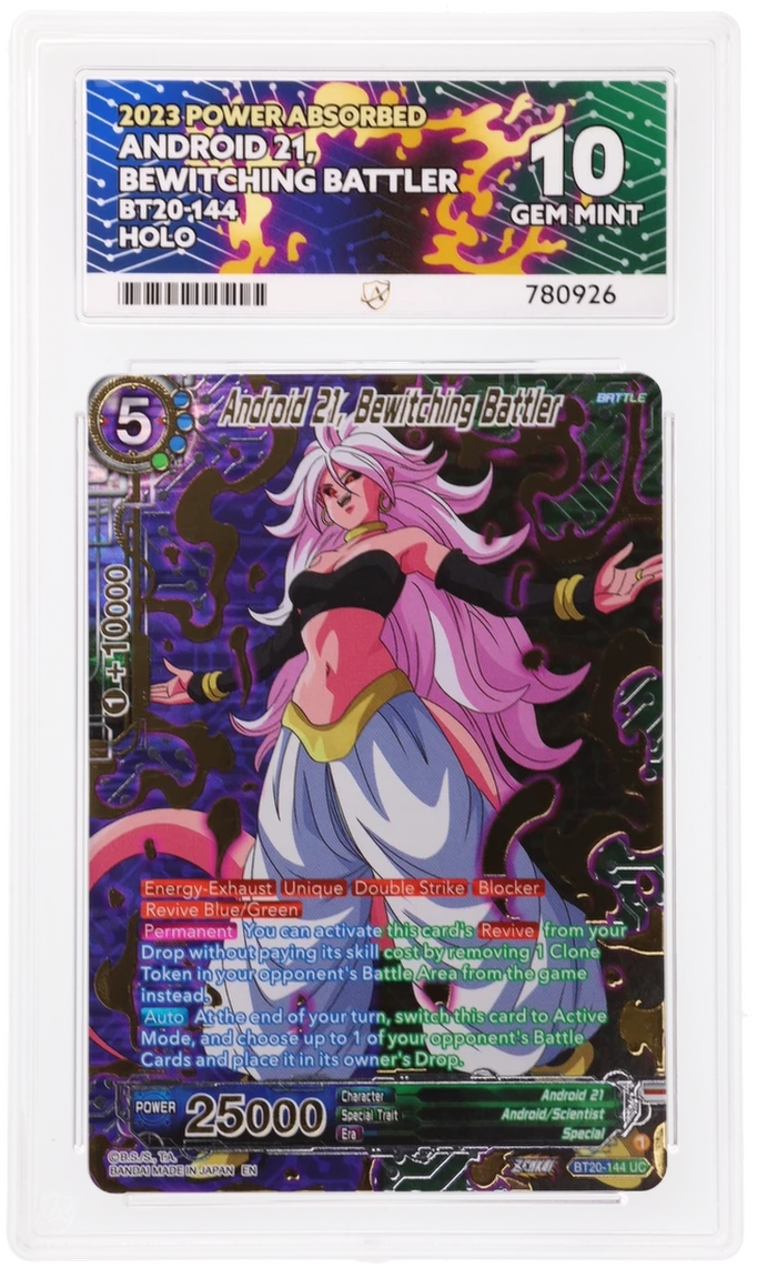 GRADED "Android 21, Bewitching Battler — POWER ABSORBED BT20-144 — ACE 10 GEM MINT"