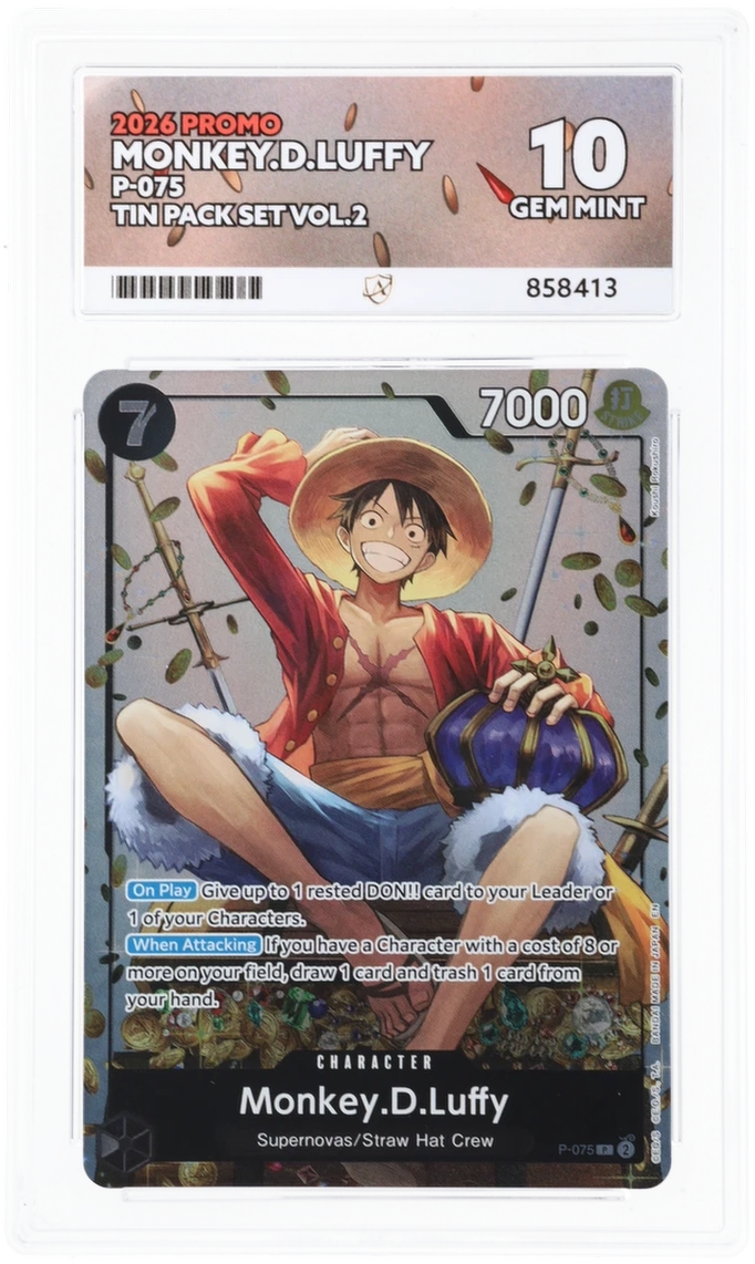 GRADED "Monkey.D.Luffy — Promo P-075 — ACE 10 GEM MINT"