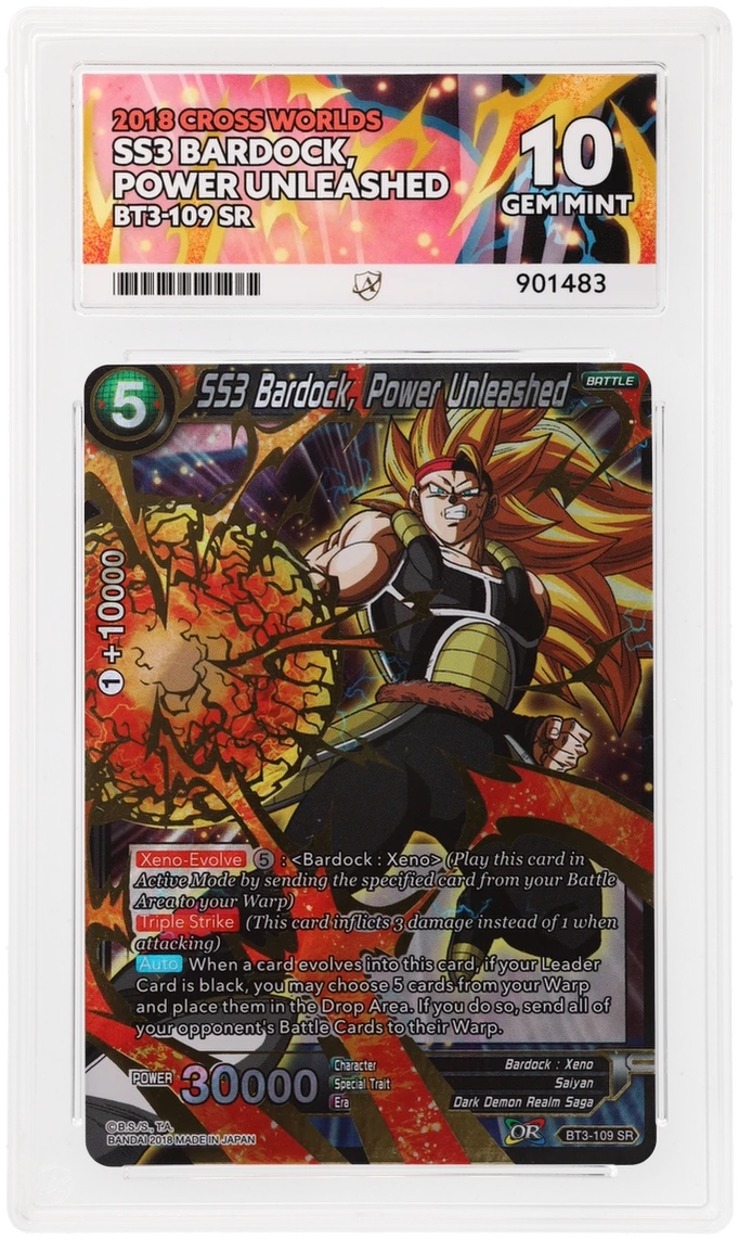 GRADED "SS3 Bardock, Power Unleashed — CROSS WORLDS BT3-109 — ACE 10 GEM MINT"