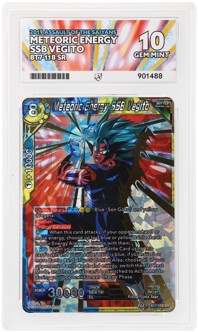 GRADED "Meteoric Energy SSB Vegito — ASSAULT OF THE SAIYANS BT7-118 — ACE 10 GEM MINT"