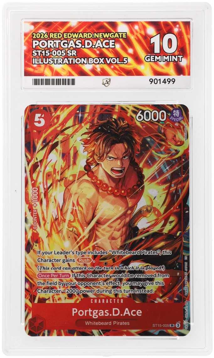 GRADED "Portgas.D.Ace — Red Edward.Newgate ST15-005 — ACE 10 GEM MINT"