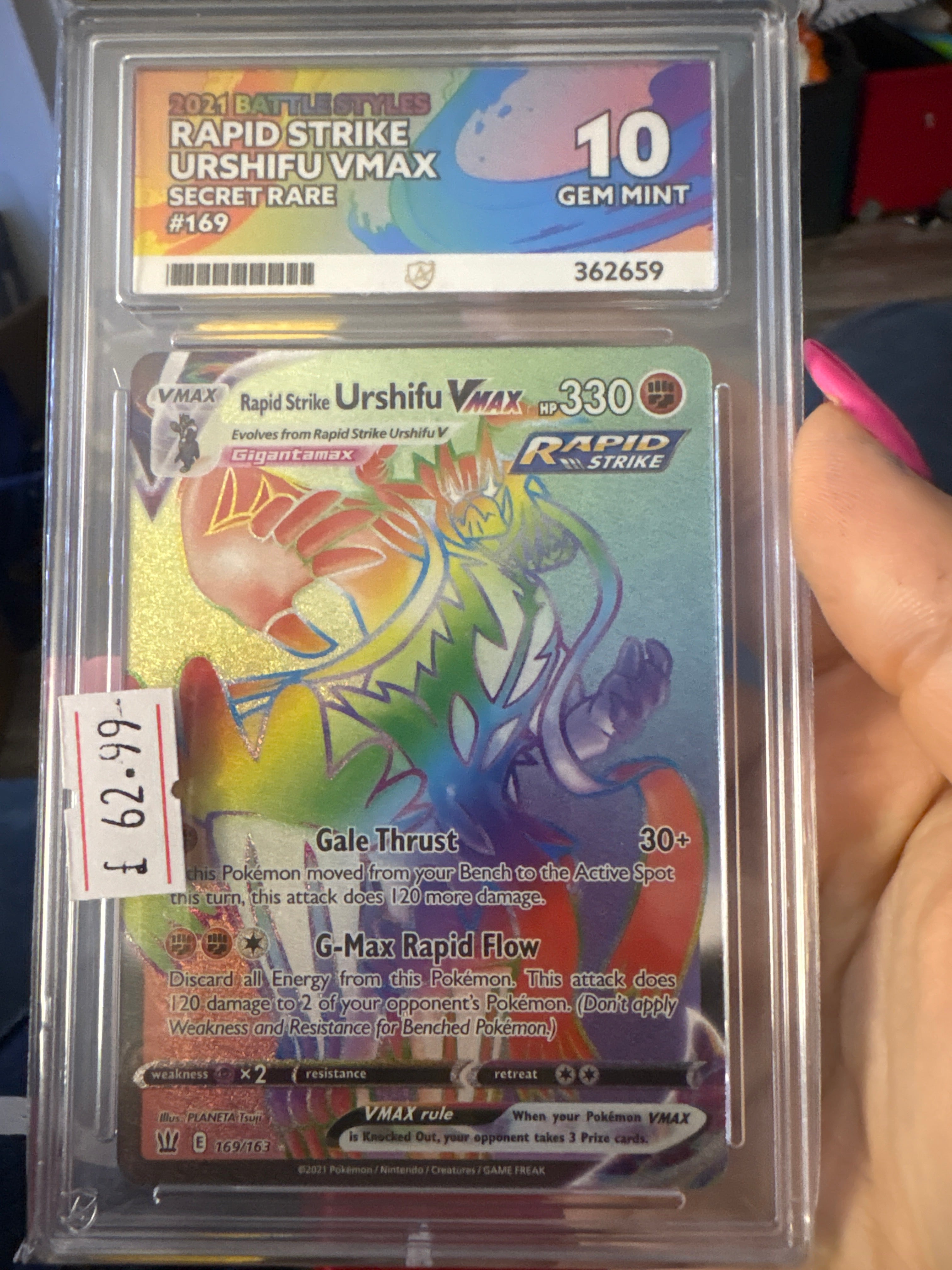 Rapid Strike Urshifu Vmax Secret Rare 169/163 2021 Battle Styles - Ace 10 GM
