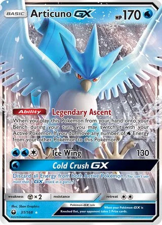GRADED "Articuno GX — Celestial Storm 31/168 — ACE 10 GEM MINT"