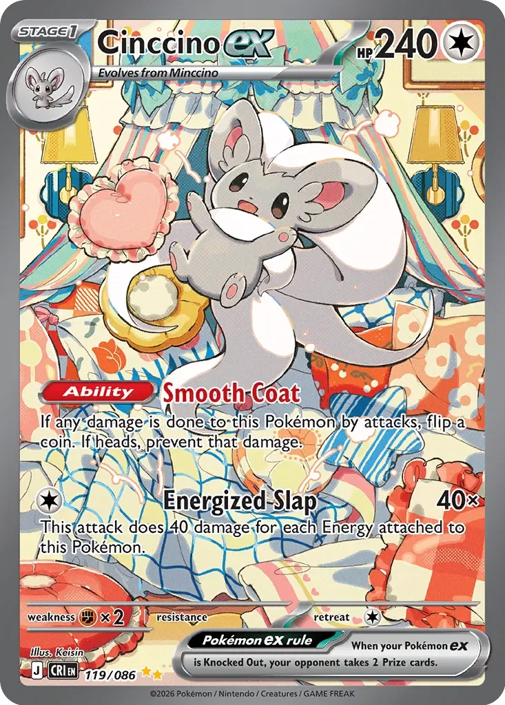 GRADED "Cinccino ex — Chaos Rising 119/086 — ACE 10 GEM MINT"