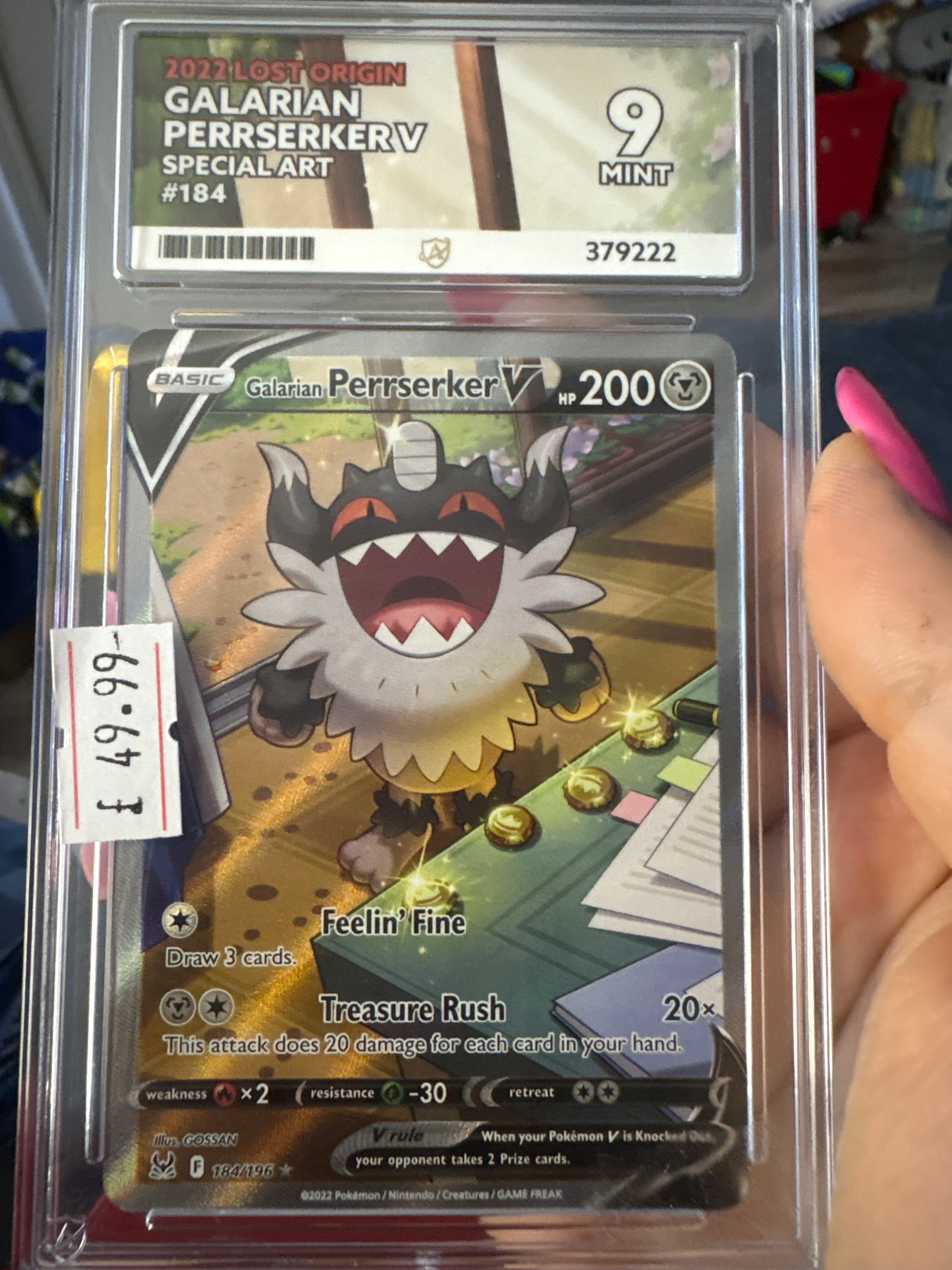 ACE 10 Graded Card - Pokemon - Galarian Perrserker V - Lost Origin - 184/196