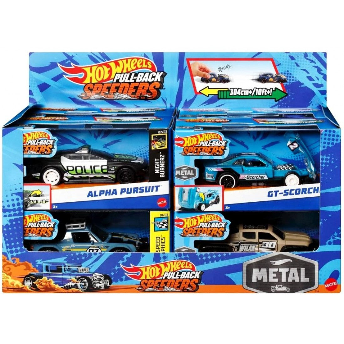 Hot Wheels (HPT04) Pull-Back Speedsters