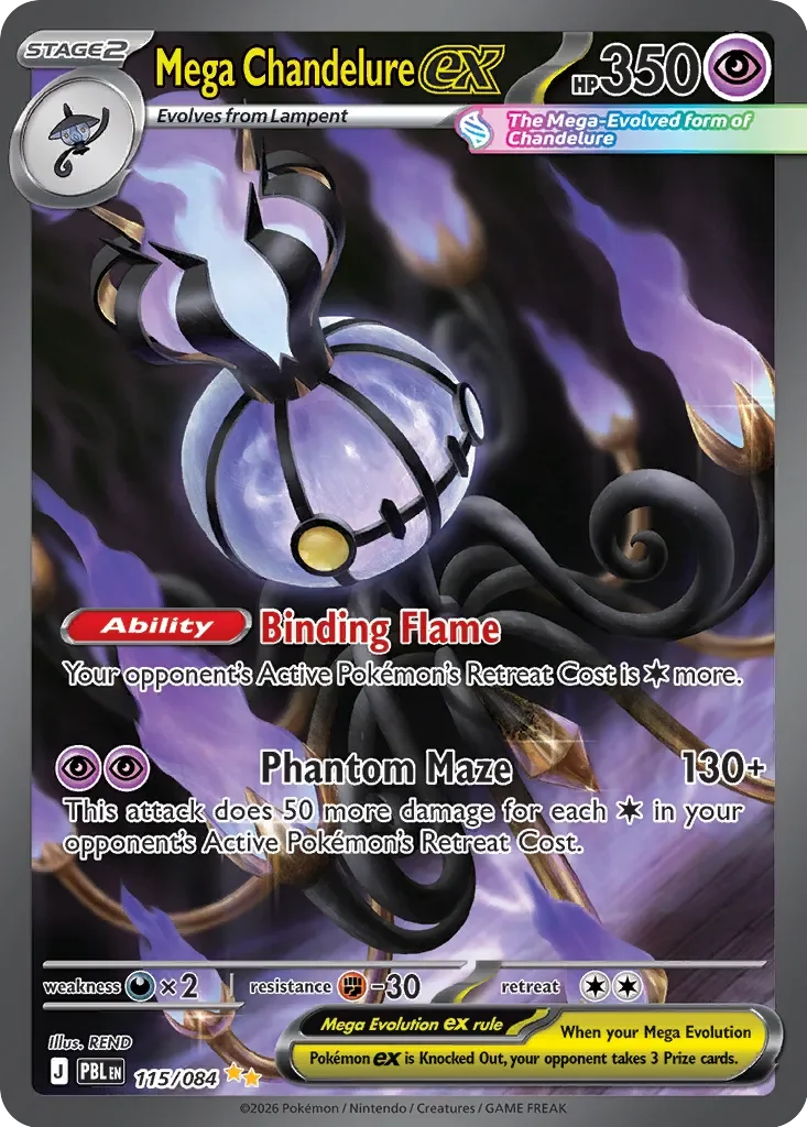 GRADED "Mega Chandelure ex — Pitch Black 115/084 — ACE 10 GEM MINT"