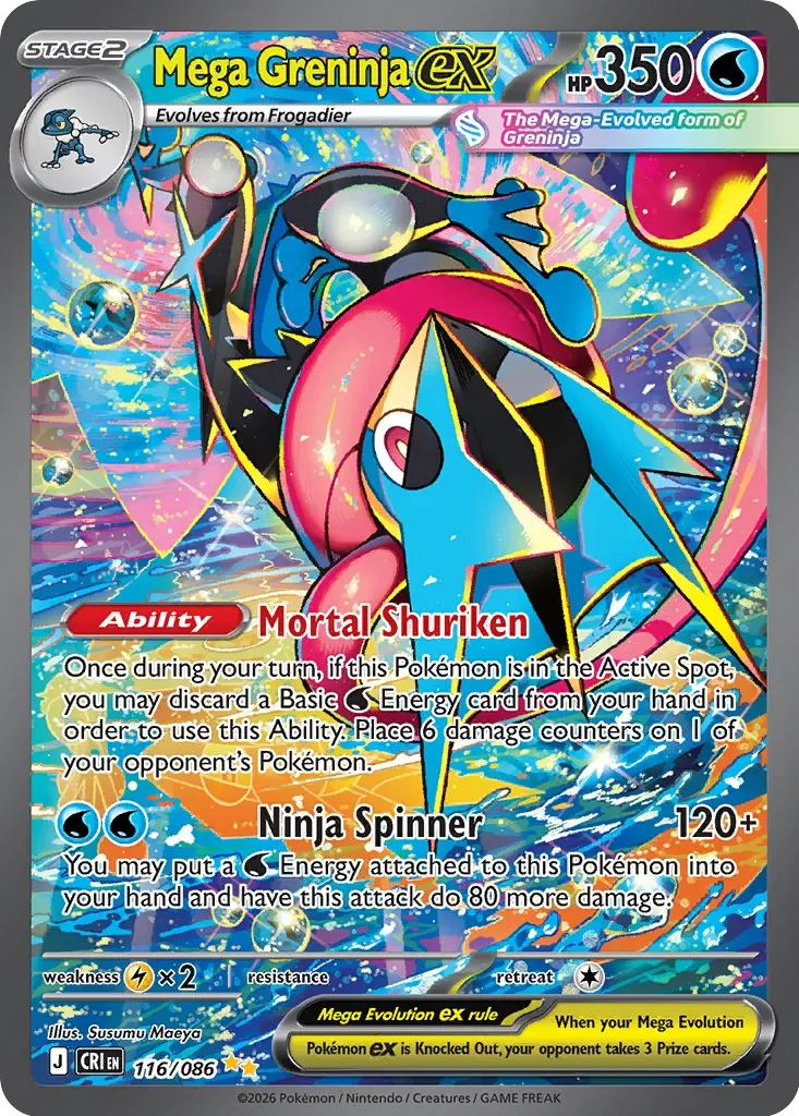 GRADED "Mega Greninja ex — Chaos Rising 116/086 — ACE 10 GEM MINT"