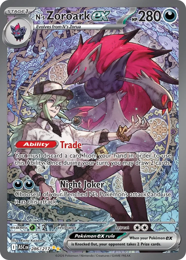 GRADED "N’s Zoroark ex — Ascended Heroes 286/217 — ACE 10 GEM MINT"