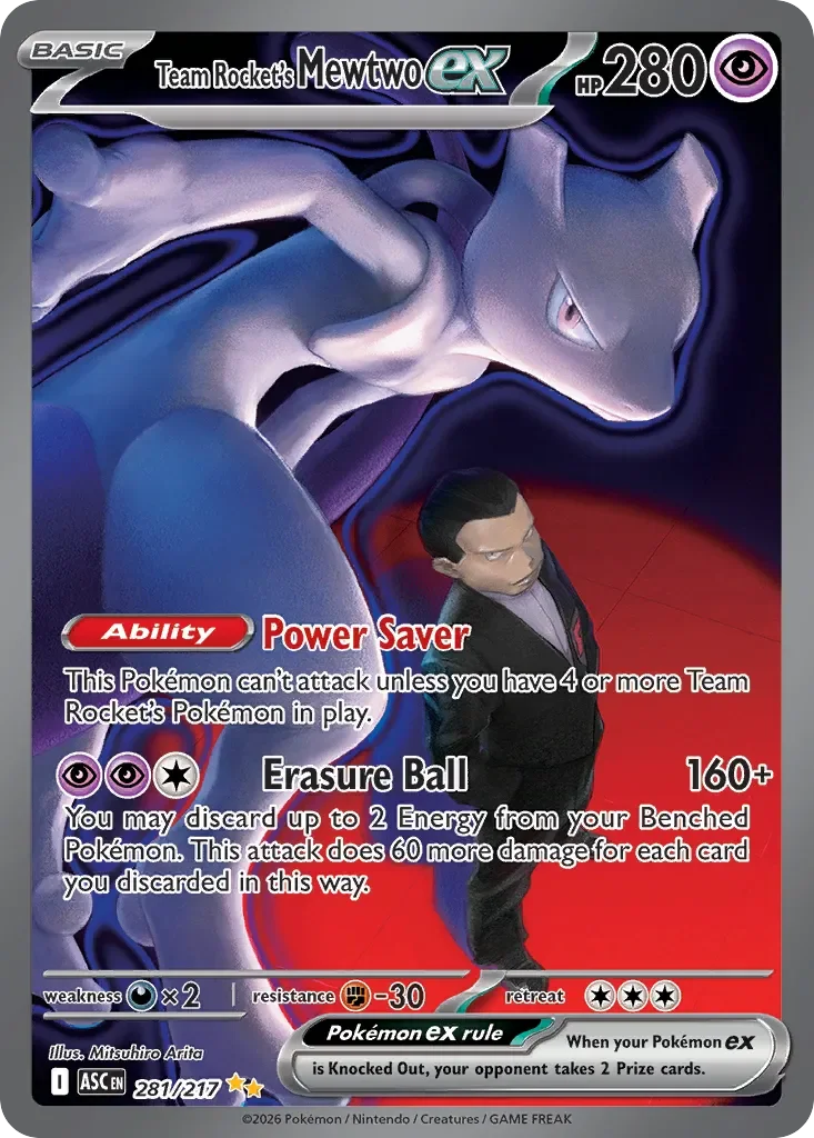 GRADED "Team Rocket’s Mewtwo ex — Ascended Heroes 281/217 — ACE 10 GEM MINT"