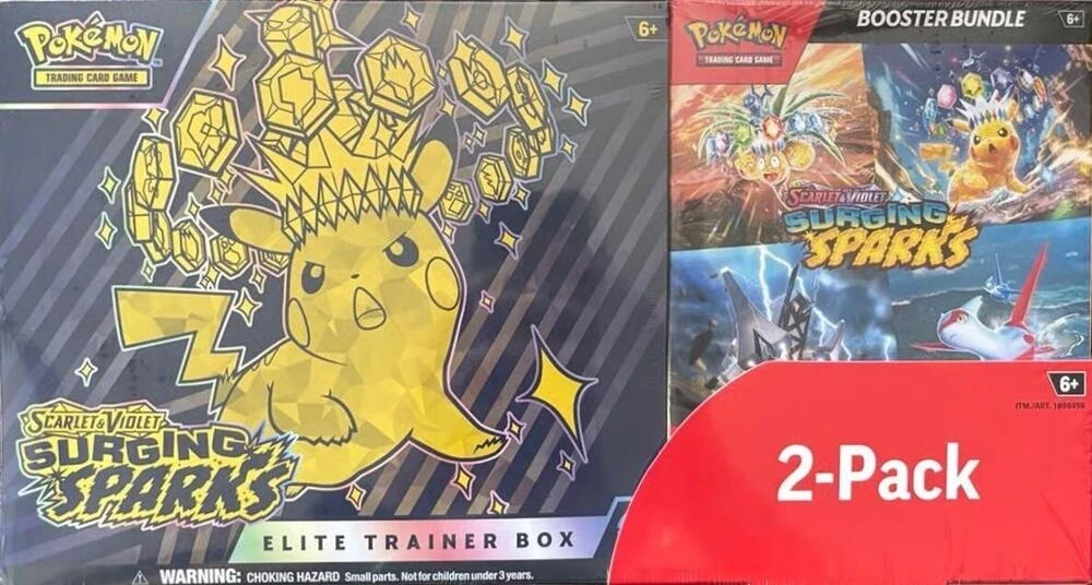 NEW SHOP STOCK Costco Pokemon Surging Sparks 2-Pack Trainer Box and Booster Bundle