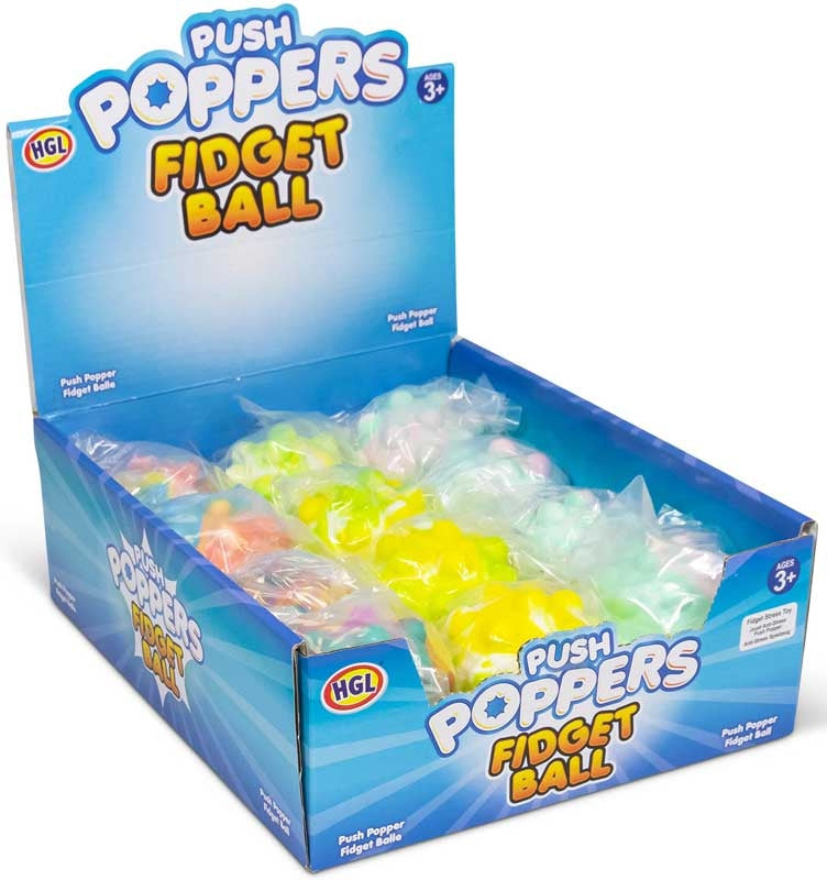 PUSH POPPERS FIDGET BALL ASSORTED